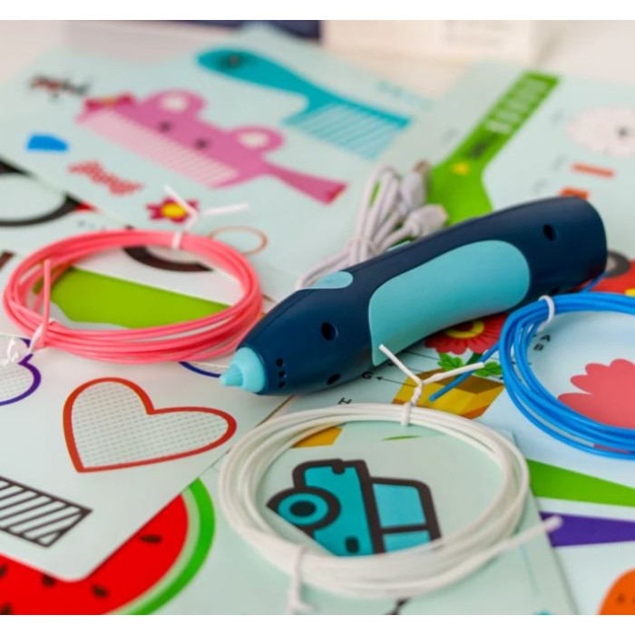 3D Ручка Printing Pen 14см + трафарети на акумуляторі з USB 66-32A фото - GRAYKA
