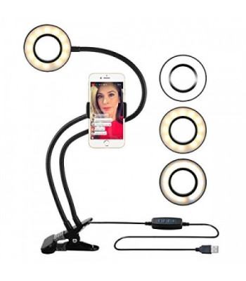 Кільцевая LED лампа (ножка с прищепкой) (1 крепл.тел.) (USB) (9см) // [403] (40 шт/ящ)