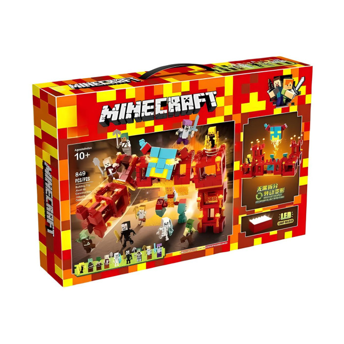 Конструктор Minecraft Вогняний Голем-Трансформер із блакитним LED-підсвічуванням