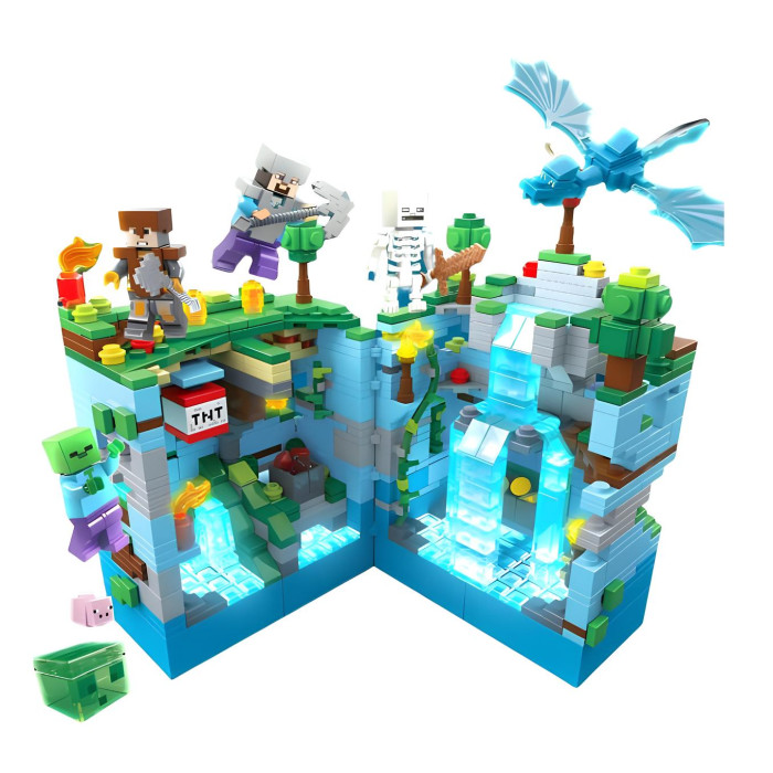 Конструктор Minecraft Сяючий водоспад із блакитним LED-підсвічуванням води