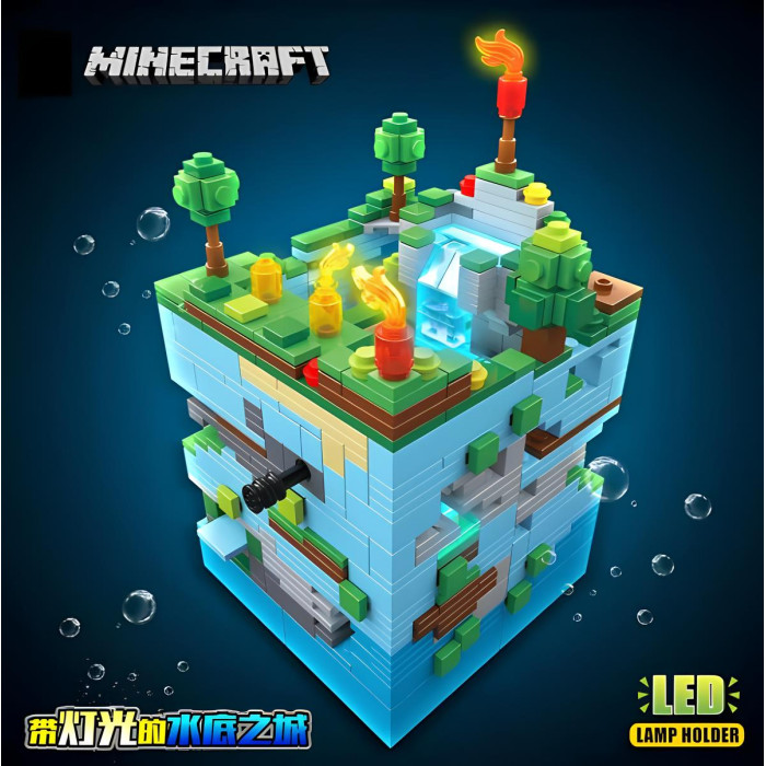 Конструктор Minecraft Сяючий водоспад із блакитним LED-підсвічуванням води