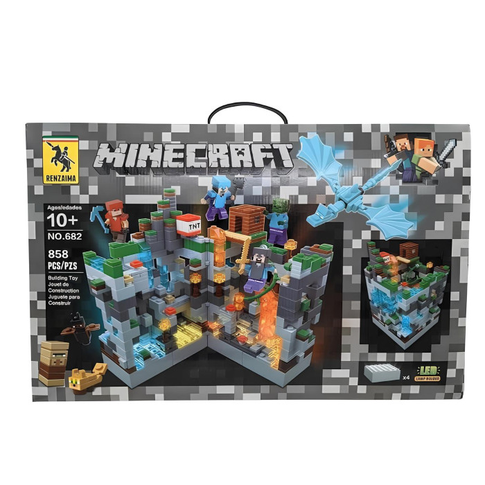 Конструктор Minecraft Сяючий підземний каньйон з LED-підсвіткою води та лави