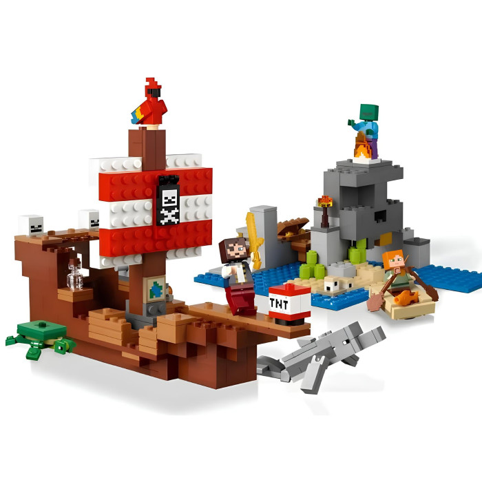 Конструктор Minecraft Піратський корабель із червоно-білими вітрилами
