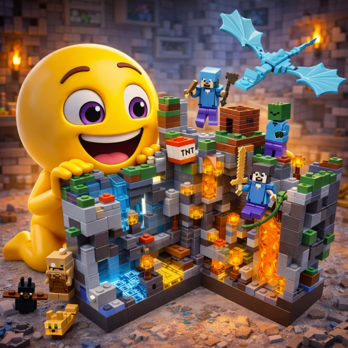Конструктор Minecraft Сяючий підземний каньйон з LED-підсвіткою води та лави