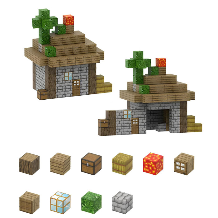 Конструктор Minecraft Будинок на пагорбі з кактусами та лавою на даху