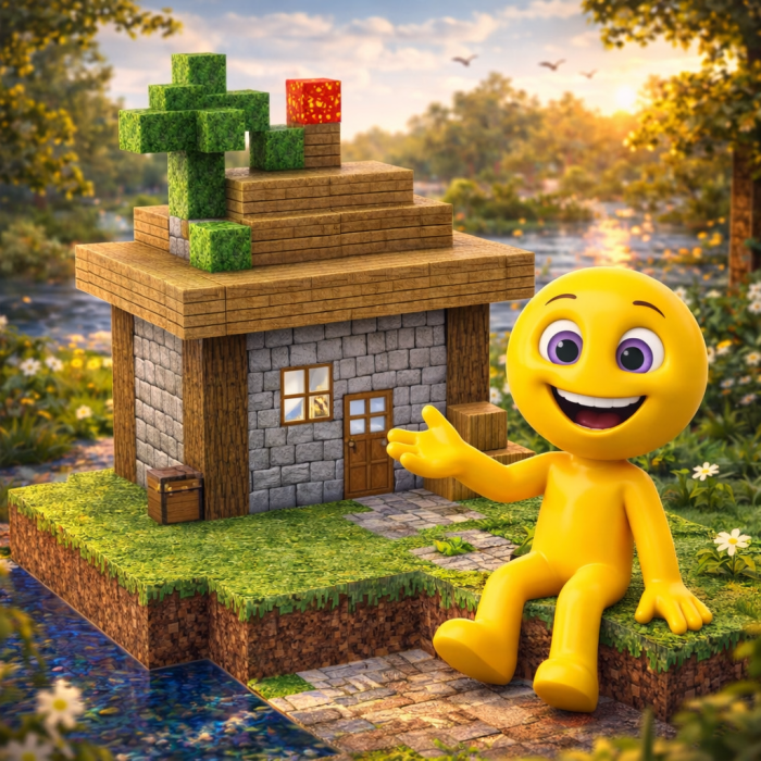 Конструктор Minecraft Будинок на пагорбі з кактусами та лавою на даху