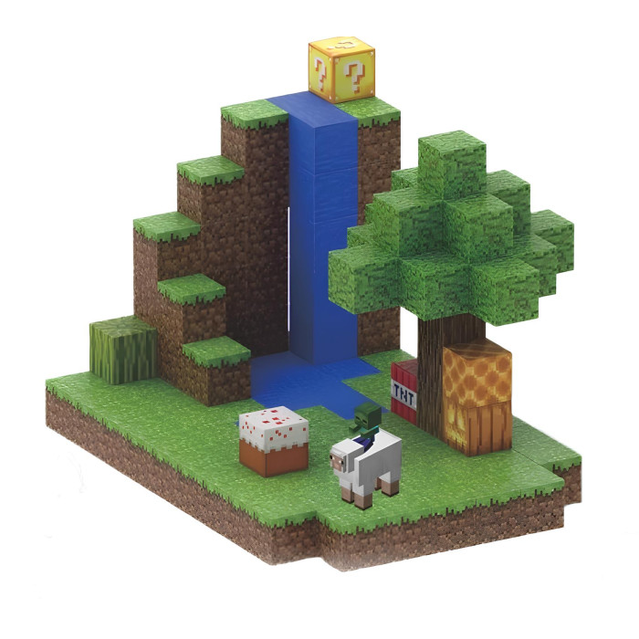 Магнітний конструктор Minecraft Гірський водоспад із Лакі блоком на вершині